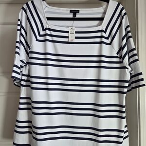 Talbots Women's Navy Striped Top NWT